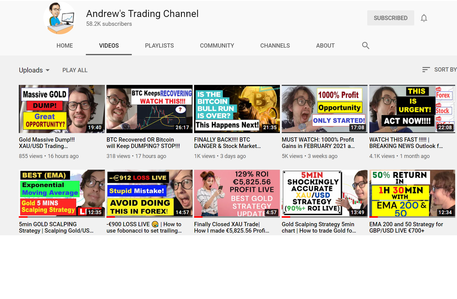 Learning from Andrew’s Trading Channel
